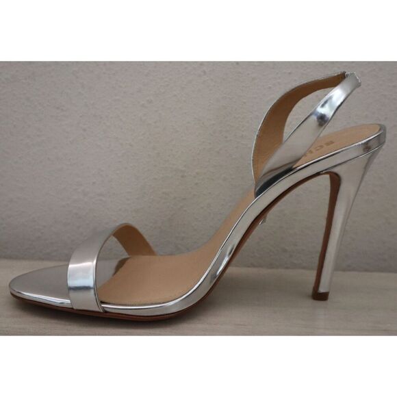 Schutz Women's Sz 11B Prata Silver Metallic Slingback High-High Sandals - Picture 6 of 16
